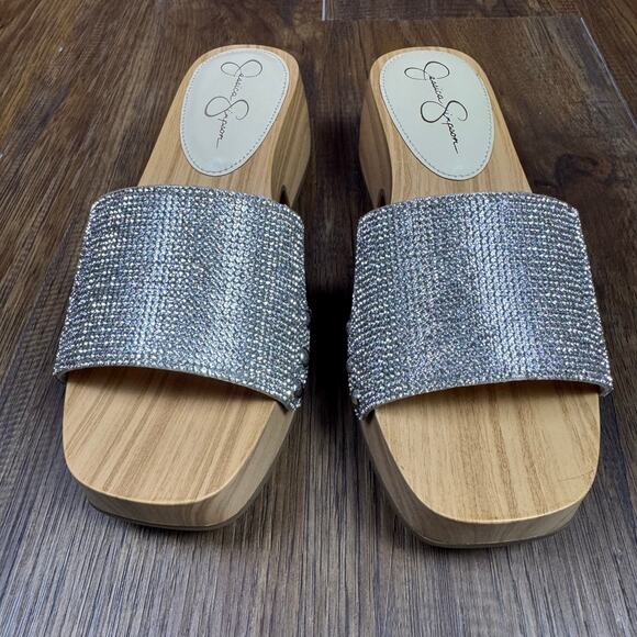 Jessica Simpson Rexile Size 6 Silver Shimmer Studded Platform Sandals - Picture 11 of 14